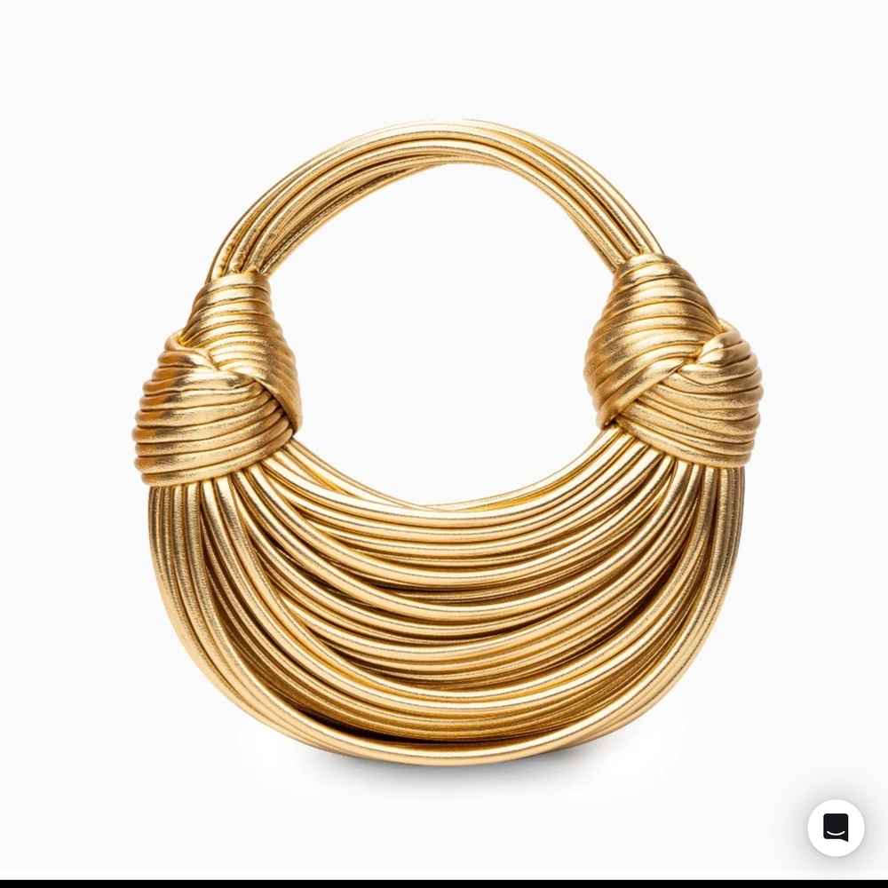 ✨Sculptural Gold Statement Top Handle Bag | NWOT ✨
